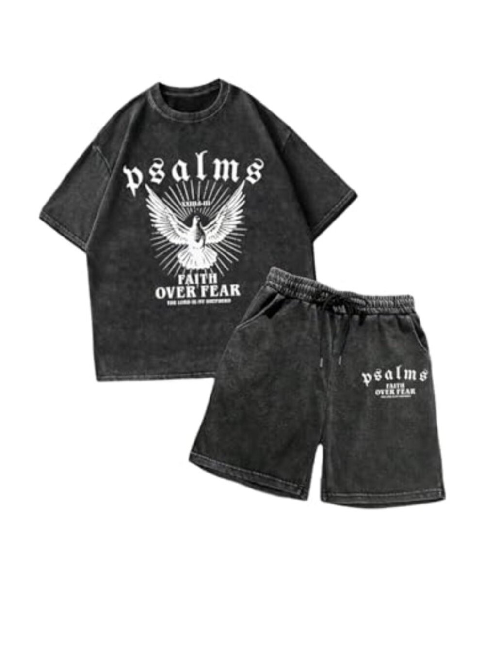Y2K Men's 2 Piece Outfit Graphic T-Shirt & Drawstring Shorts Streetwear Set